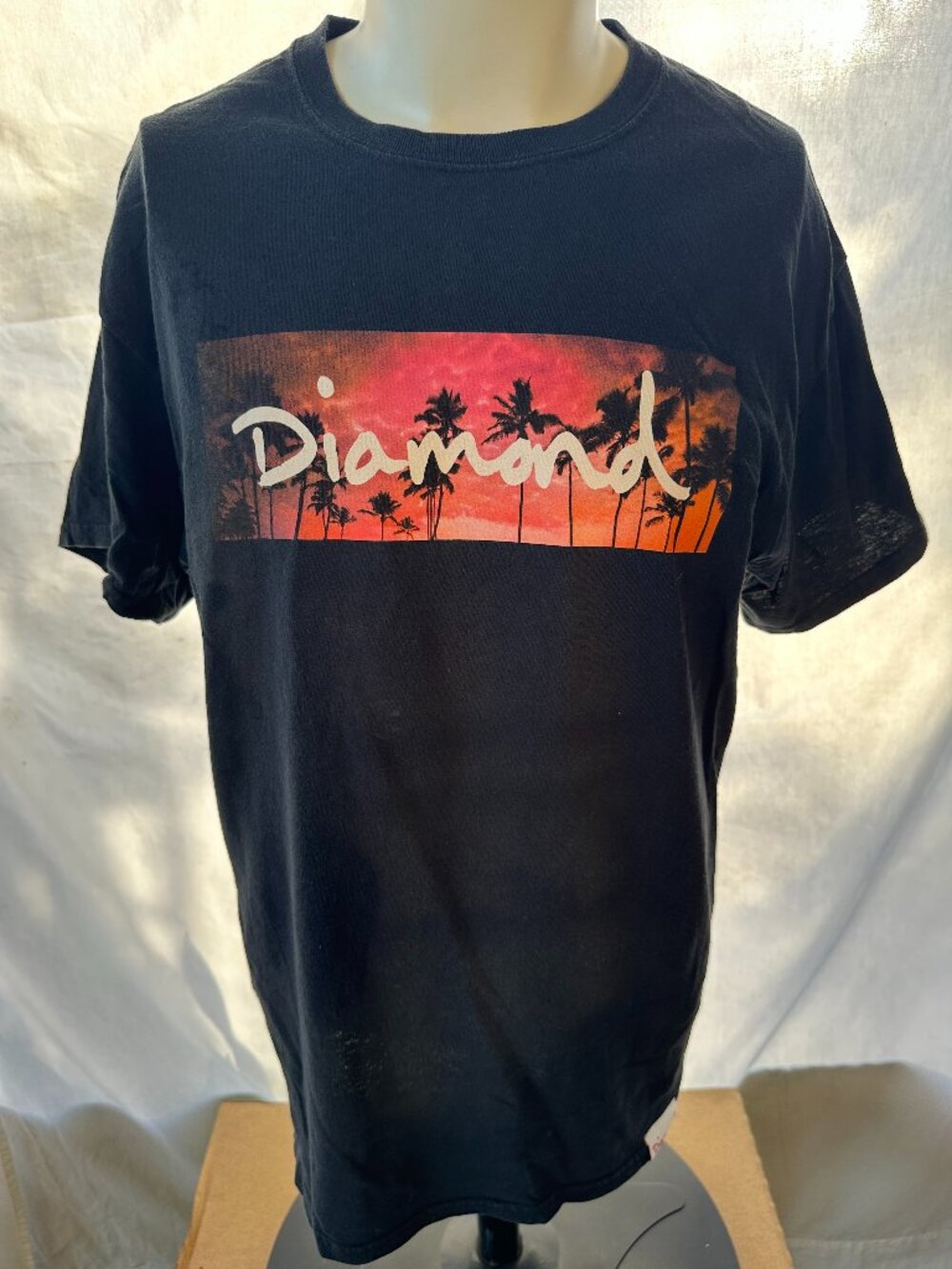 Diamond Supply Co. Sunset Palm Trees Men's Black T Shirt Size Large